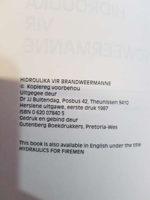 Hidroulika vir Brandweer-Manne deur JJ Buitendag