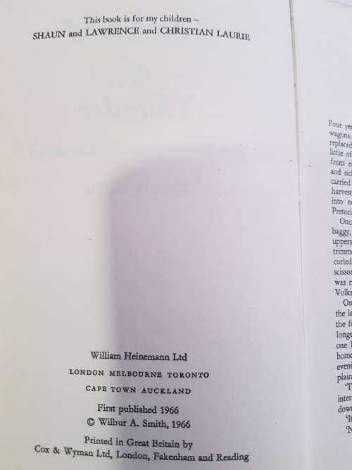 The Sound of Thunder by Wilbur Smith, 1966 Hardcover, First Edition