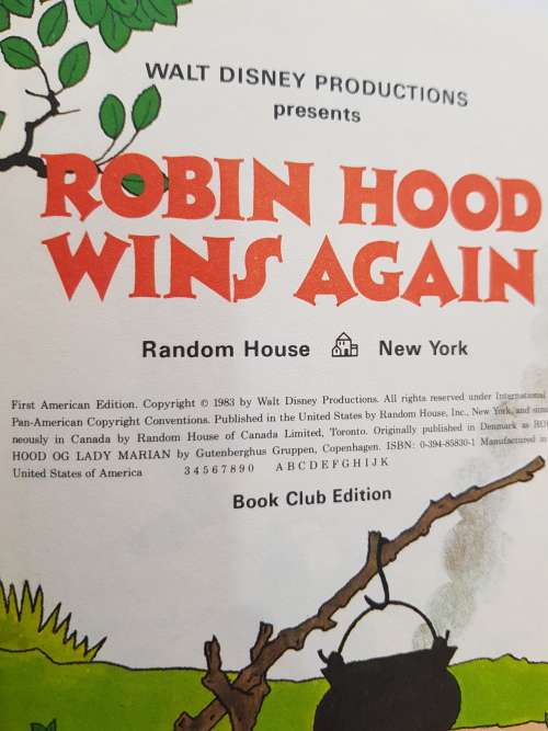 Walt Disney, Robin Hood Wins Again, 1983 Hardcover