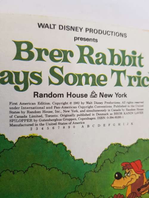 Walt Disney, Brer Rabbit Plays Some Tricks, 1982 Hardcover