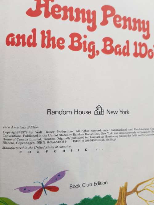 Walt Disney, Henny Penny and the Big, Bad Wolf, 1978 Hardcover