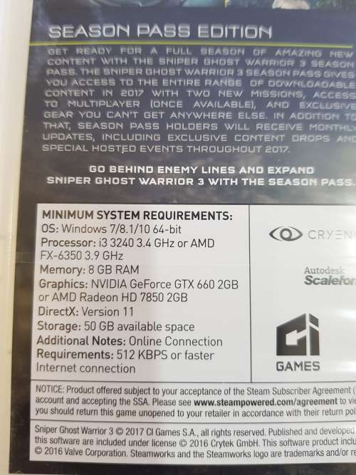Sniper 3, Ghost Warrior PC DVD