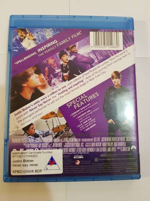 Justin Bieber, Never Say Never, Blu Ray Disc