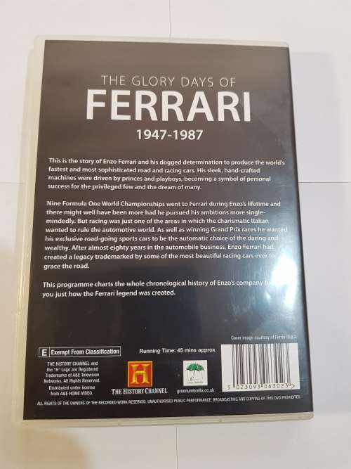The Glory Days of Ferrari, 1947-1987, DVD