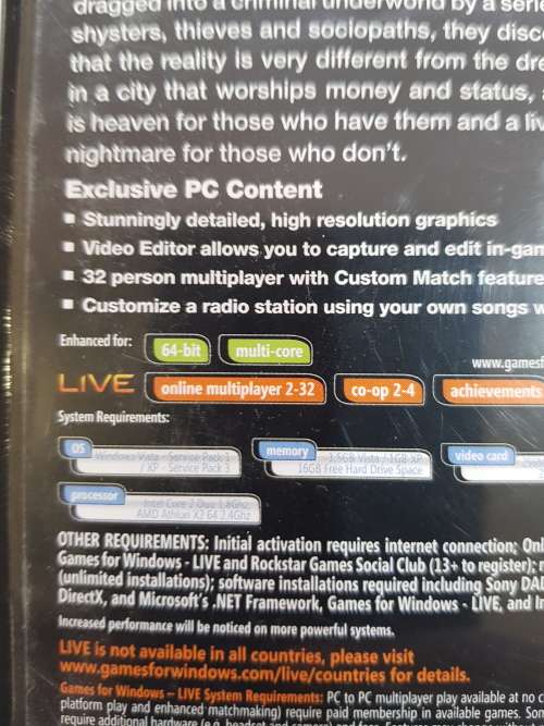 Grand Theft Auto IV, PC DVD