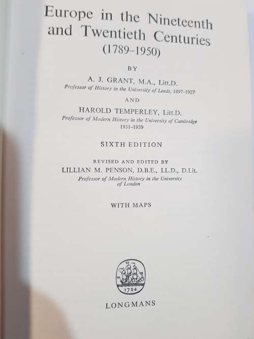 Europe in the Nineteenth and Twentieth Centuries 1789-1950