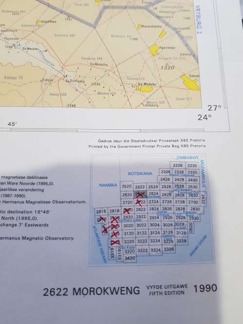 Map 2622 Morokweng, 1:250 000, 1995