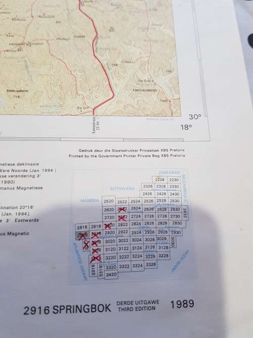 Map 2916 Springbok, 1:250 000, 1994
