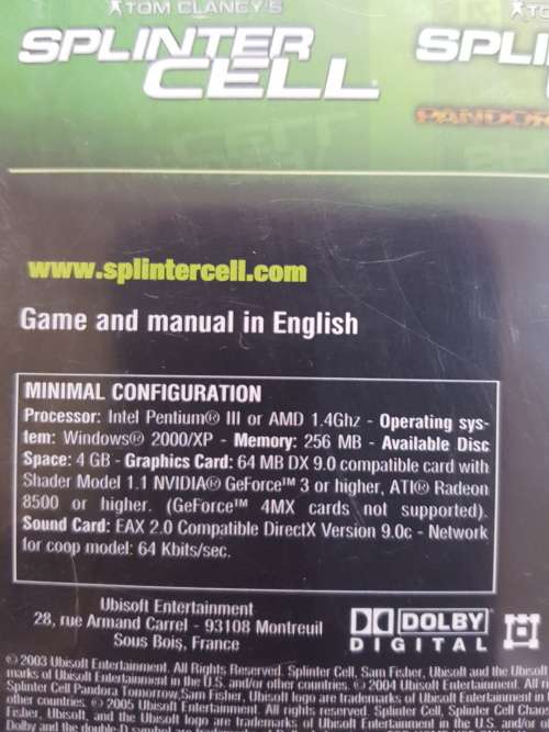 Tom Clancy`s Splinter Cell Trilogy, PC DVD