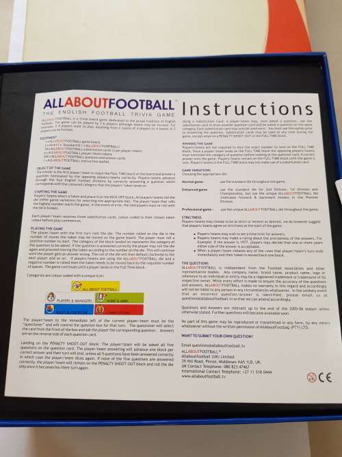 All About Football, The English Football Trivia Game