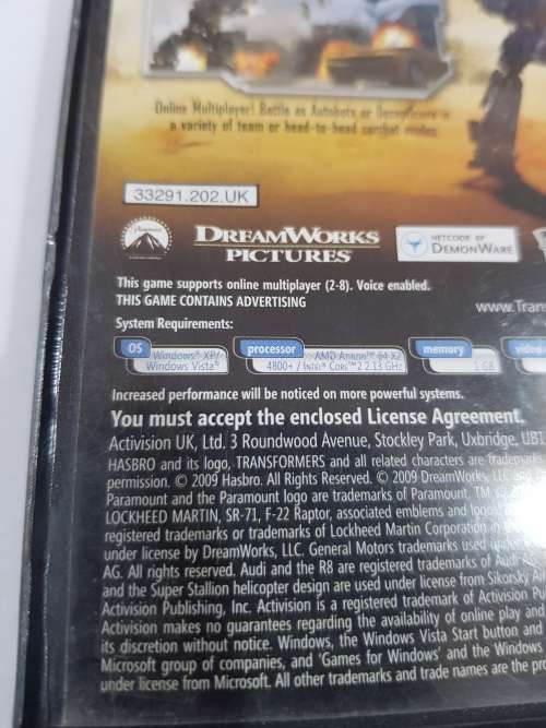 Transformers, Revenge of the Fallen, PC DVD