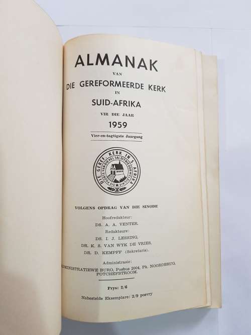 Almanak van die Gereformeerde Kerk in Suid-Afrika, 1959