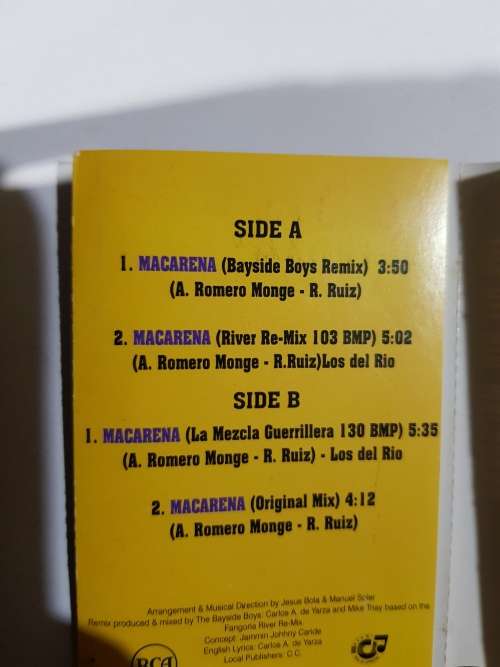 Los Del Rio, Macarena Remix by The Bayside Boys, Cassette single