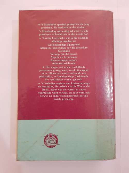Grondtrekke van die Siviele Prosesreg in die Landdroshowe deur C.F. Eckard, 1984