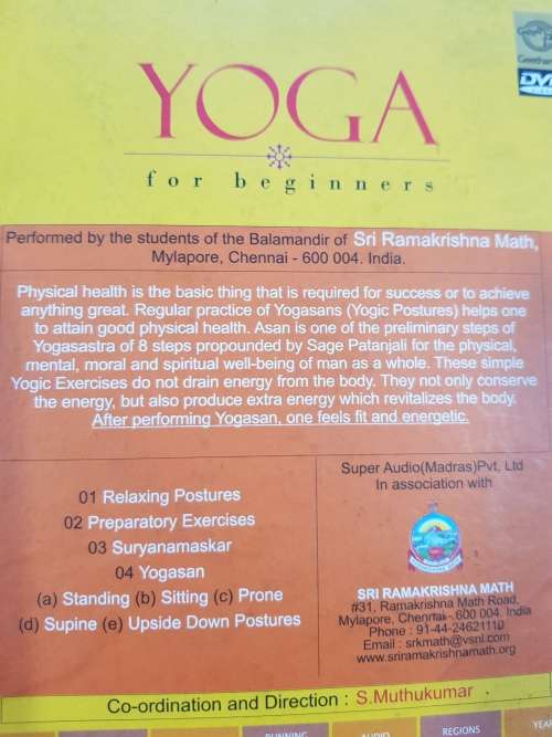 Yoga for Beginners, Sri Ramakrishna Math, Chennai, India, DVD