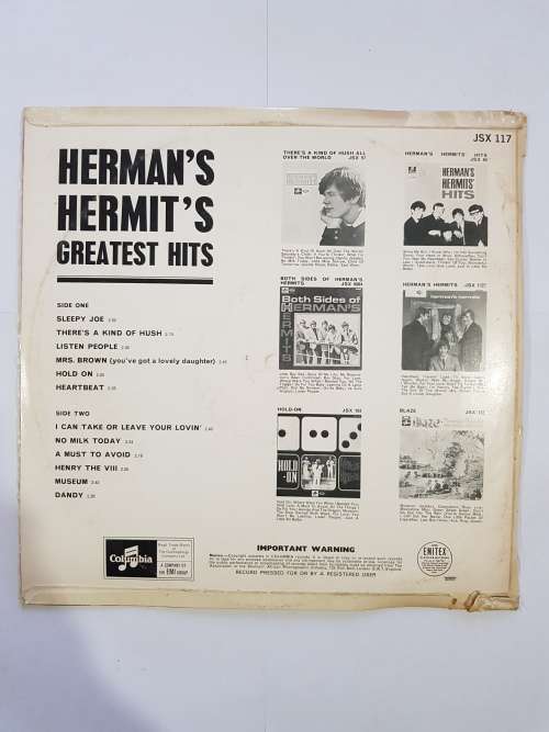 Herman`s Hermit`s, Greatest Hits LP, VG+