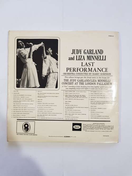 Judy Garland and Liza Mannelli, Last Performance, Double LP, VG+