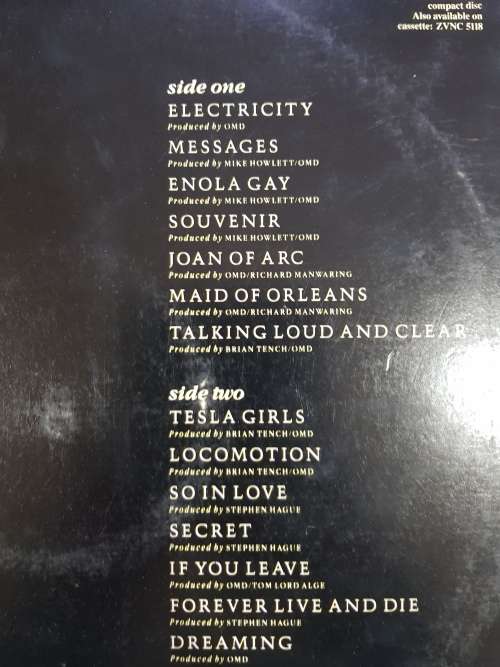 Orchestral Manoeuvres in the Dark, OMD, the best of OMD LP, VG