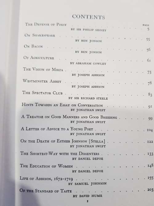 English Essays from Sir Philip Sidney to Macaulay edited by Charles W. Eliot, 1937