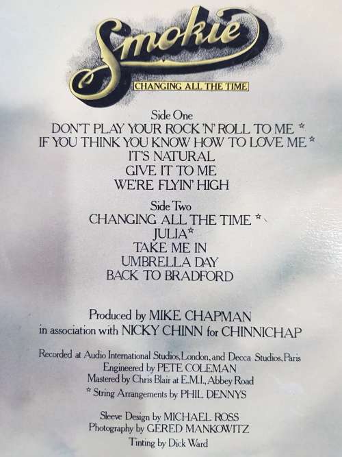 Smokie, Changing All The Time LP, VG+