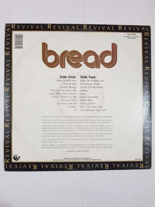 Bread, Revival LP, VG