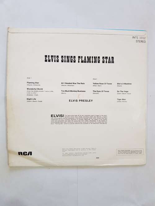 Elvis Presley, Elvis Sings Flaming Star LP, VG