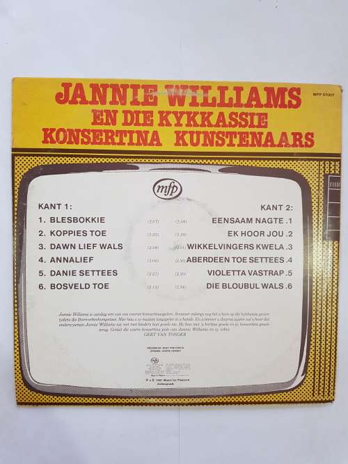 Jannie Williams en die Kykkassie Konsertina Kunstenaars LP, VG+