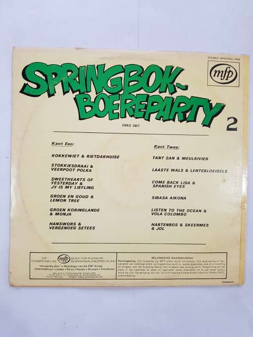 Springbok Boereparty Vol. 2 LP, VG