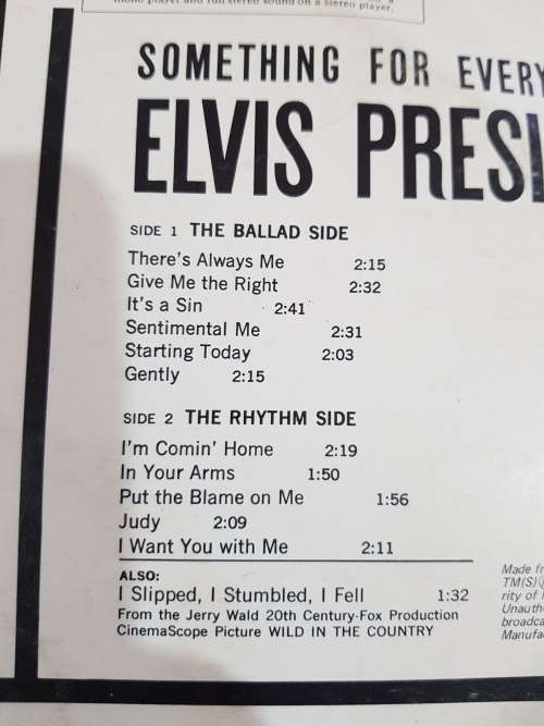 Elvis Presley, Something for Everybody LP, VG+