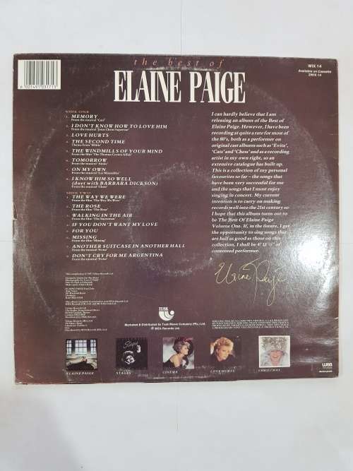 Elaine Paige, Memories LP, VG+