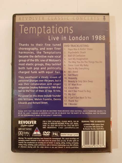 Temptations, Live in London - 1988 DVD