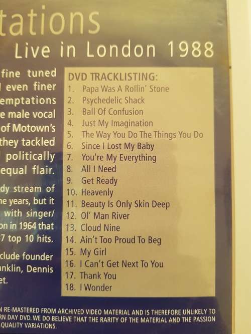 Temptations, Live in London - 1988 DVD