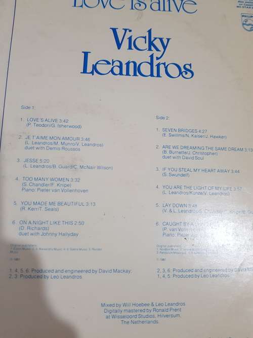 Vicky Leandros, Love is Alive LP, VG