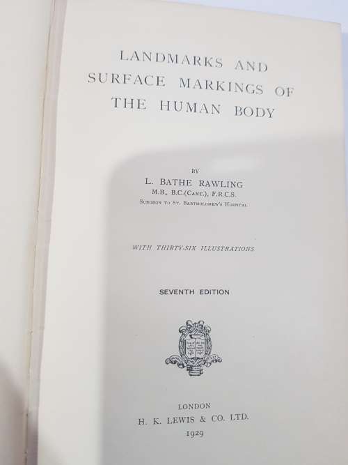 Landmarks and Surface Markings of the Human Body by L. Bathe Rawling, 1929