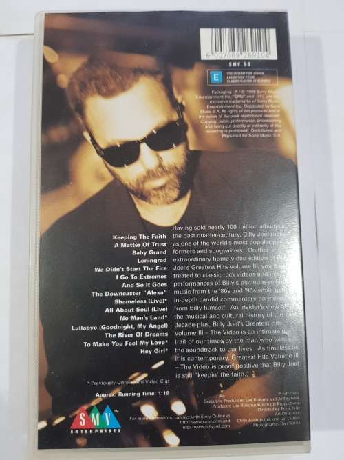 Billy Joel, Greatest Hits Volume III, The Video VHS