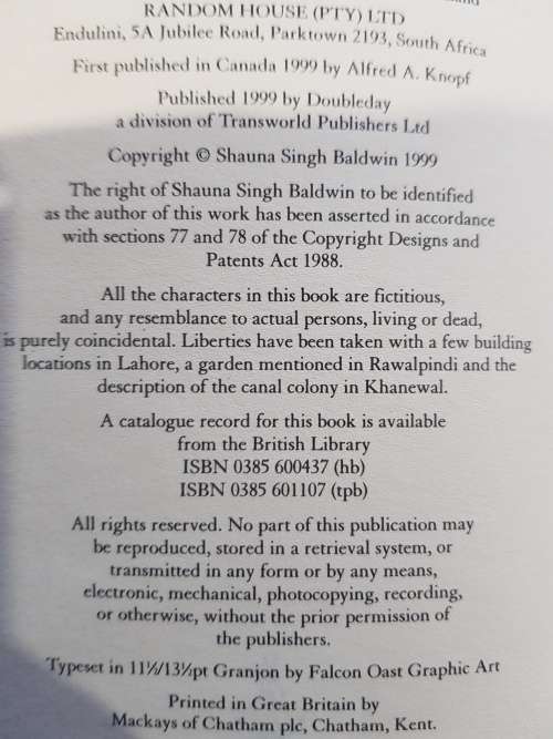 What The Body Remembers by Shauna Singh Baldwin