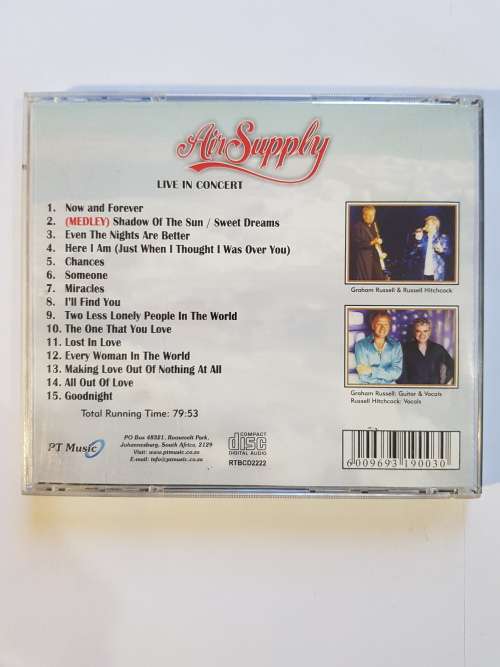 Air Supply, Live In Concert CD