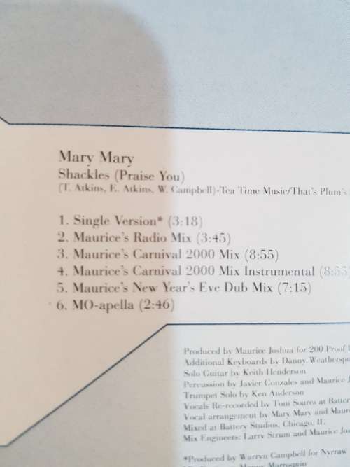 Mary Mary, Shackles (Praise You) CD Single