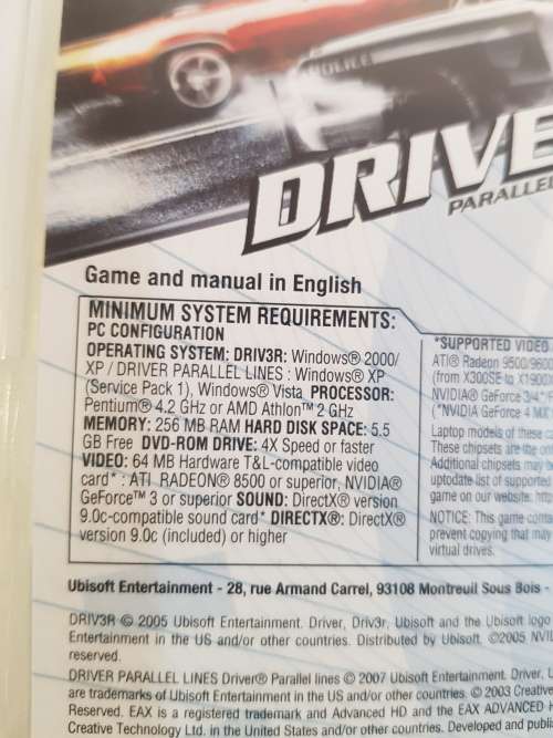 Driver, Parallel Lines PC DVD