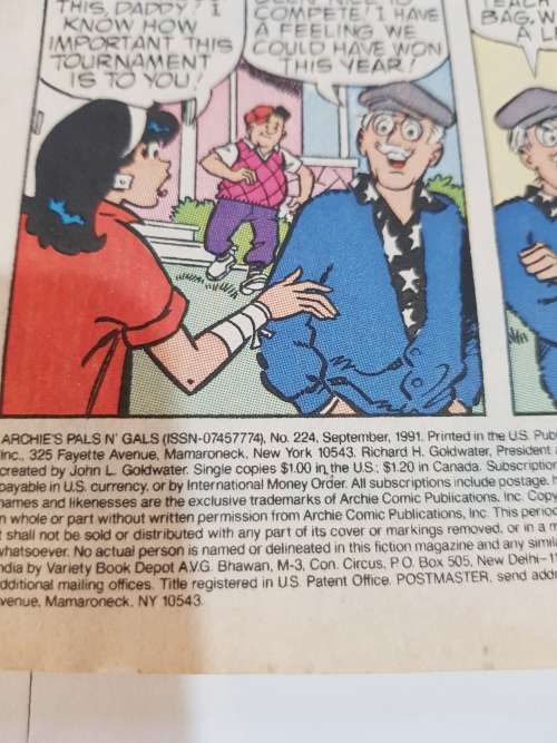Archie`s Pals `n` Gals comics, No. 224 Sept 1991