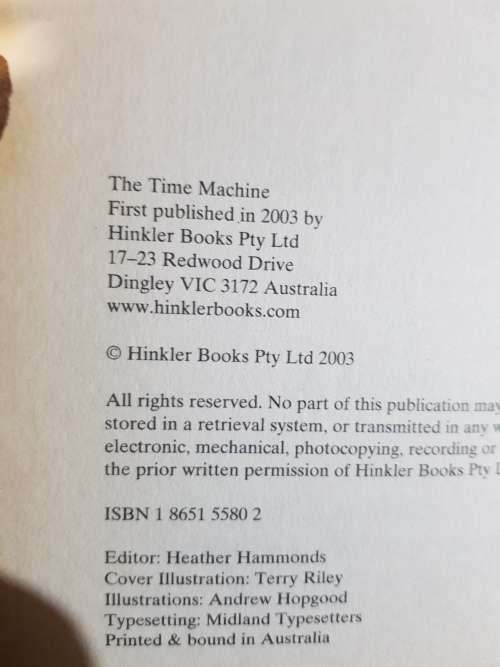 H.G. Wells, The Time Machine, Hardcover