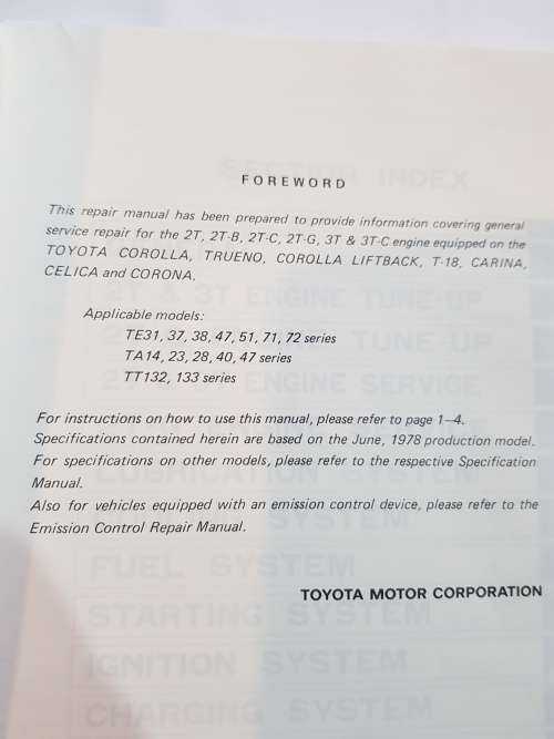 Toyota, T Series Engine Repair Manual