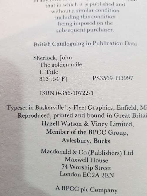 The Golden Mile by John Sherlock, 1986, First Edition