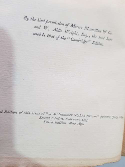 A Midsummer Nights Dream by William Shakespeare, 1896