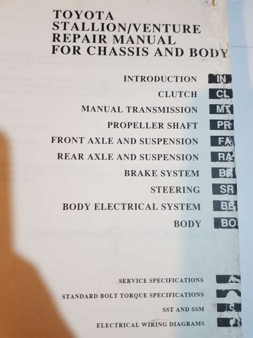 Toyota Chassis and Body Workshop Manual, Stallion and Venture