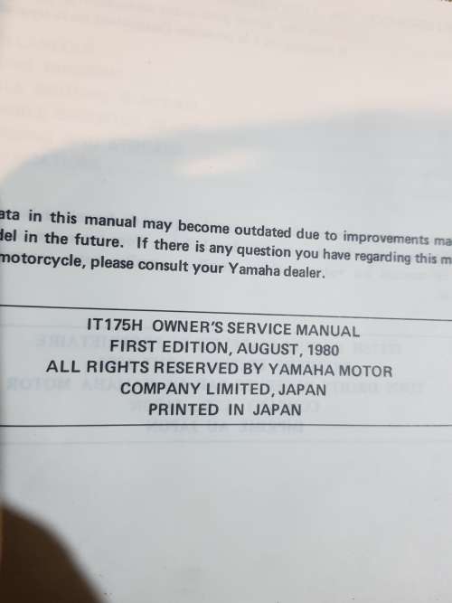 Yamaha `81 IT175 H, Owners Service Manual, English/French