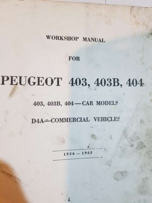 Peugeot 403, 403B and 404 Workshop Manual, 1956-1965