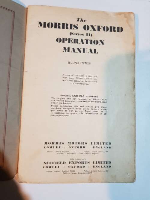 Morris Oxford (Series II) Operation Manual