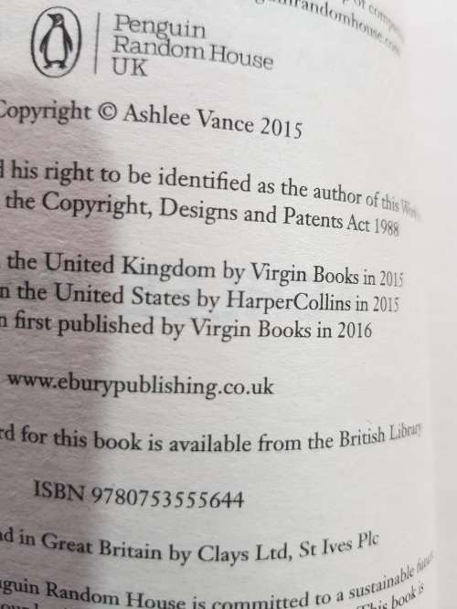 Elon Musk by Ashlee Vance, New Updated Edition