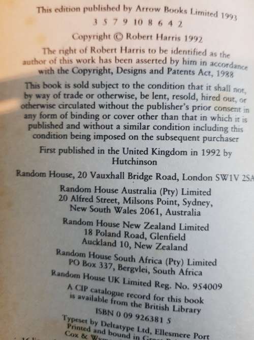 Fatherland by Robert Harris, 1992